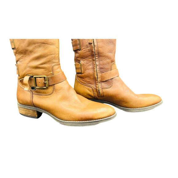 👢 Arturo Chiang Brown Tall Leather Boots Women’s 7M – Buckle Strap Riding Style - Picture 3 of 8
